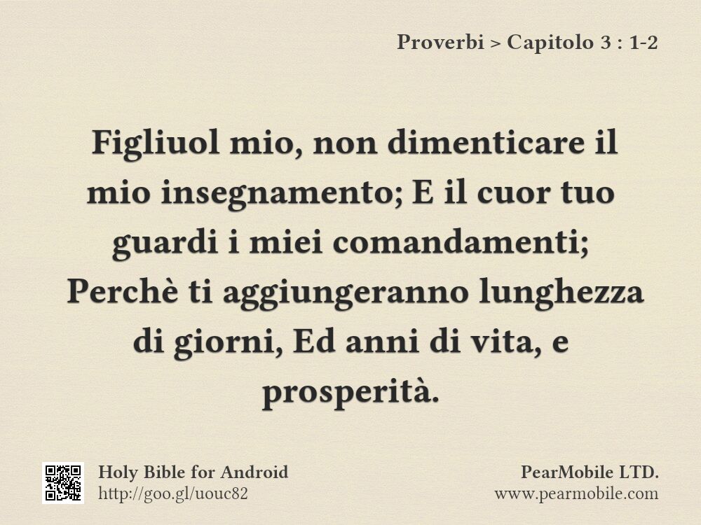 Proverbi, Capitolo 3:1-2